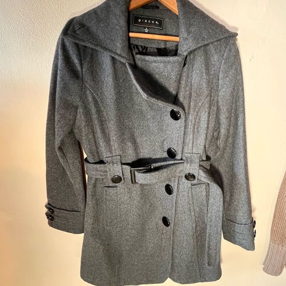 giacca Jackets & Blazers - Giacca Wool Blend coat Belted Short Driving  StyleTrench Charcoal Gray size M